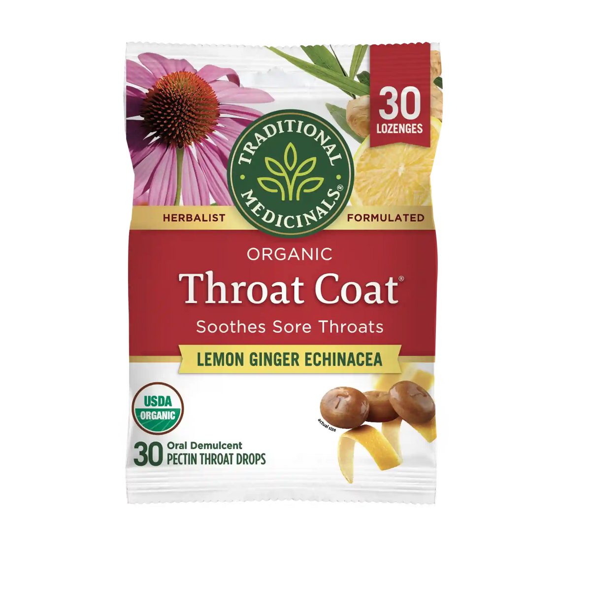 Throat Coat® Lemon Ginger Echinacea Lozenges, 30 ct. (Wholesale)